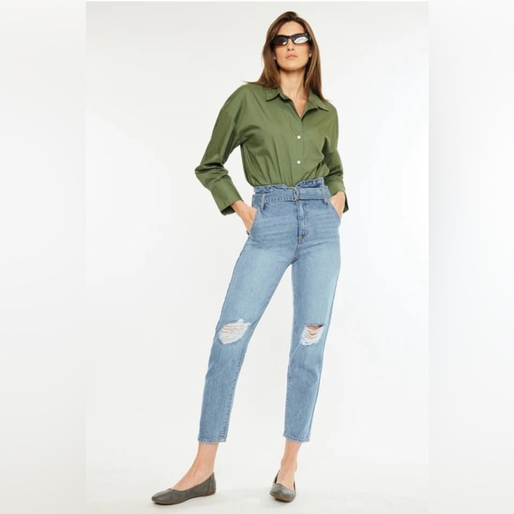 KANCAN Blossom Ultra High Rise Belted Mom Jeans - Picture 3 of 16
